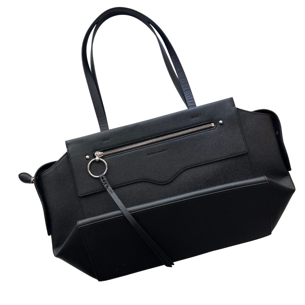 Rebecca Minkoff Large Gabby Tote Black Leather Textured Shoulder Work Bag - Picture 2 of 14